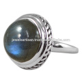 Blue Flash Natural Labradorite Gemstone 925 Sterling Silver Ring Bijoux en gros